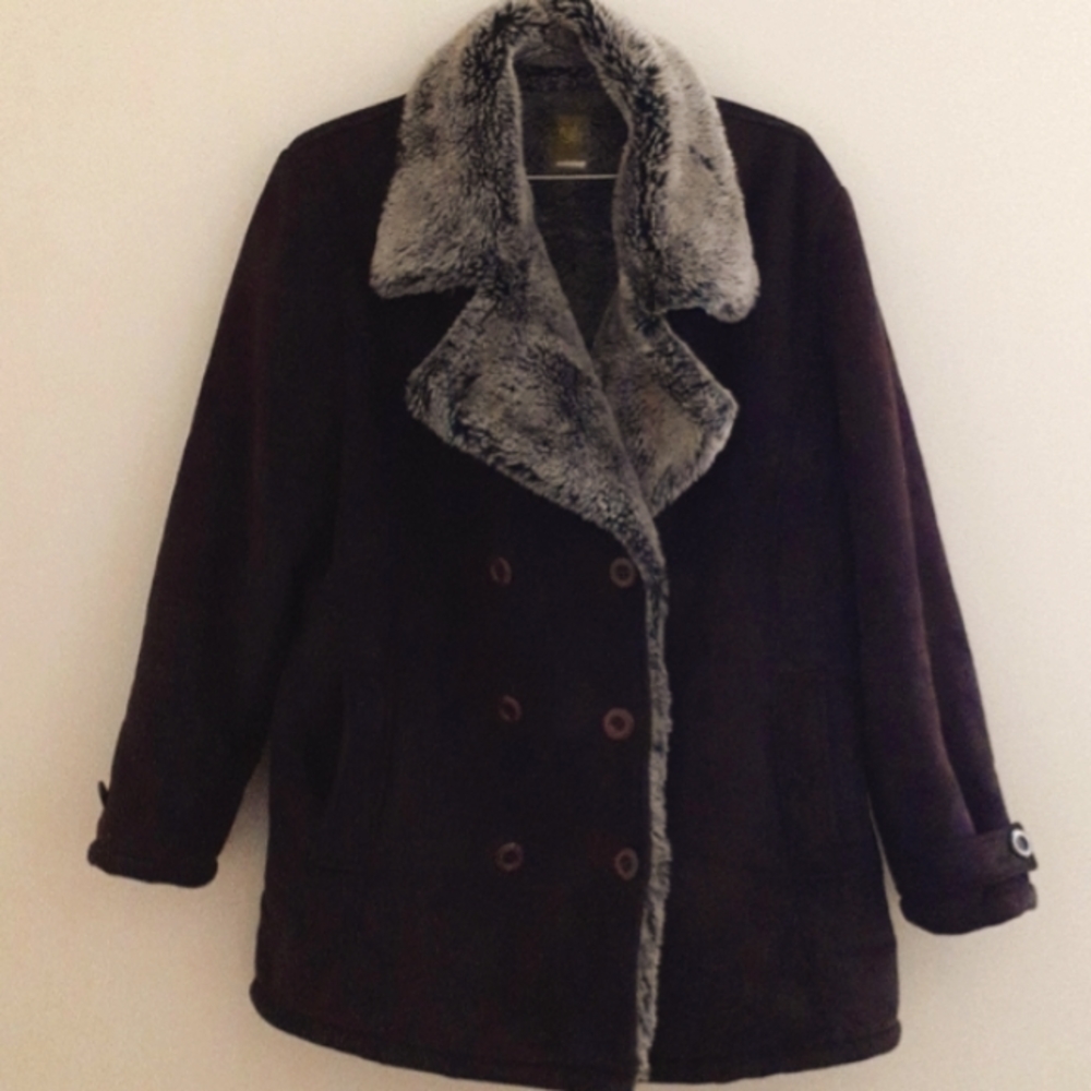 Thick Olive Fur Pea Coat